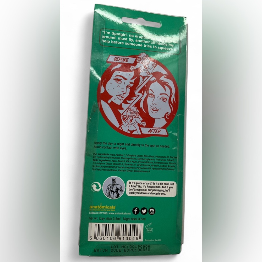 Anatomicals Spot Stick Acne Treatment Tea Tree Witch Hazel Day Night 7ml New - Picture 2 of 4